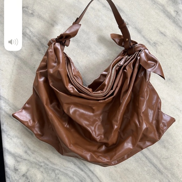 Mark Cross Scarf Hobo Bag Smooth Leather Acorn Brown NWT Made in Italy - Picture 7 of 7